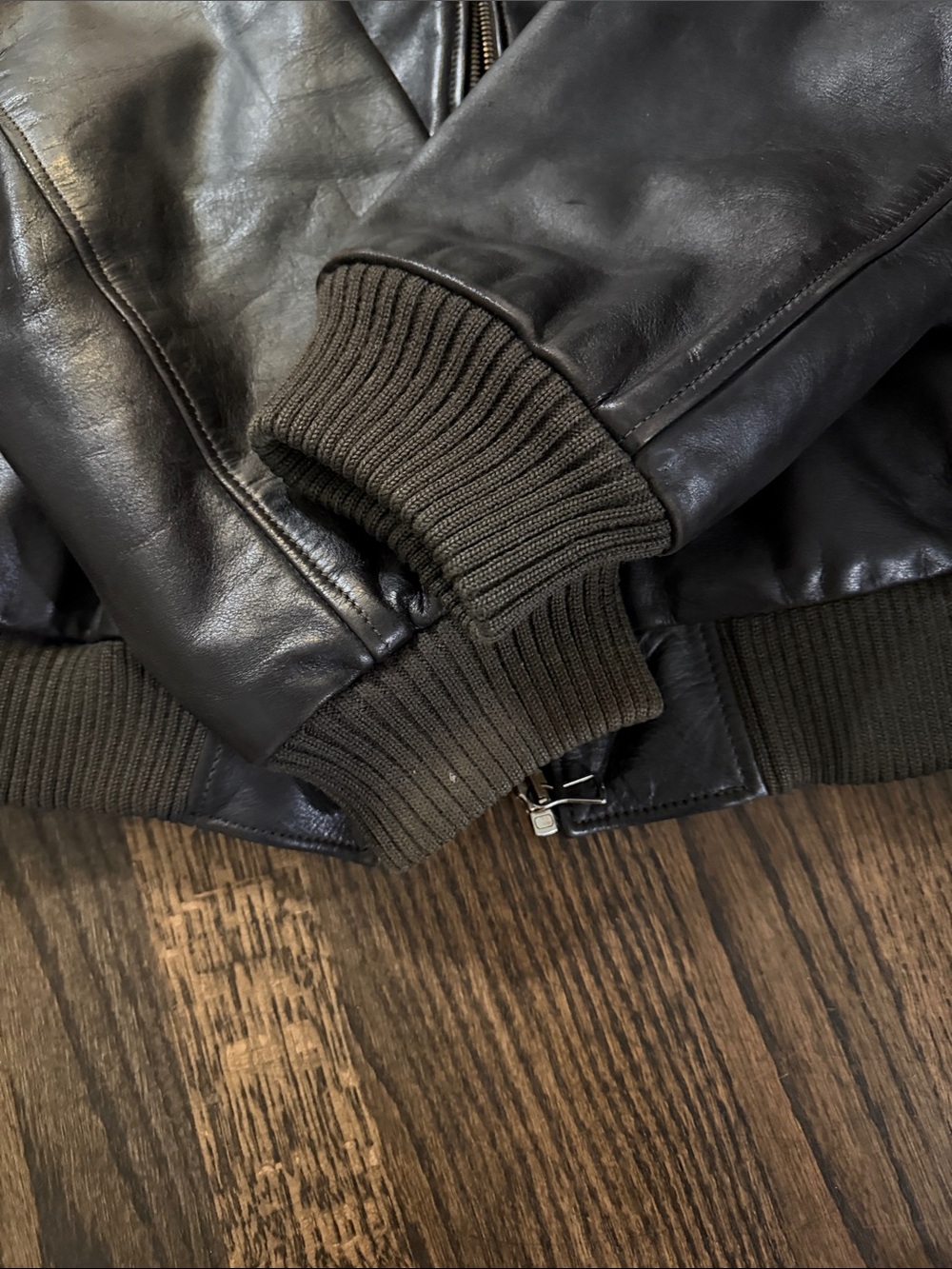 Armani Jeans Men's Dark Brown Leather Bomber Jacket - Picture 4 of 9